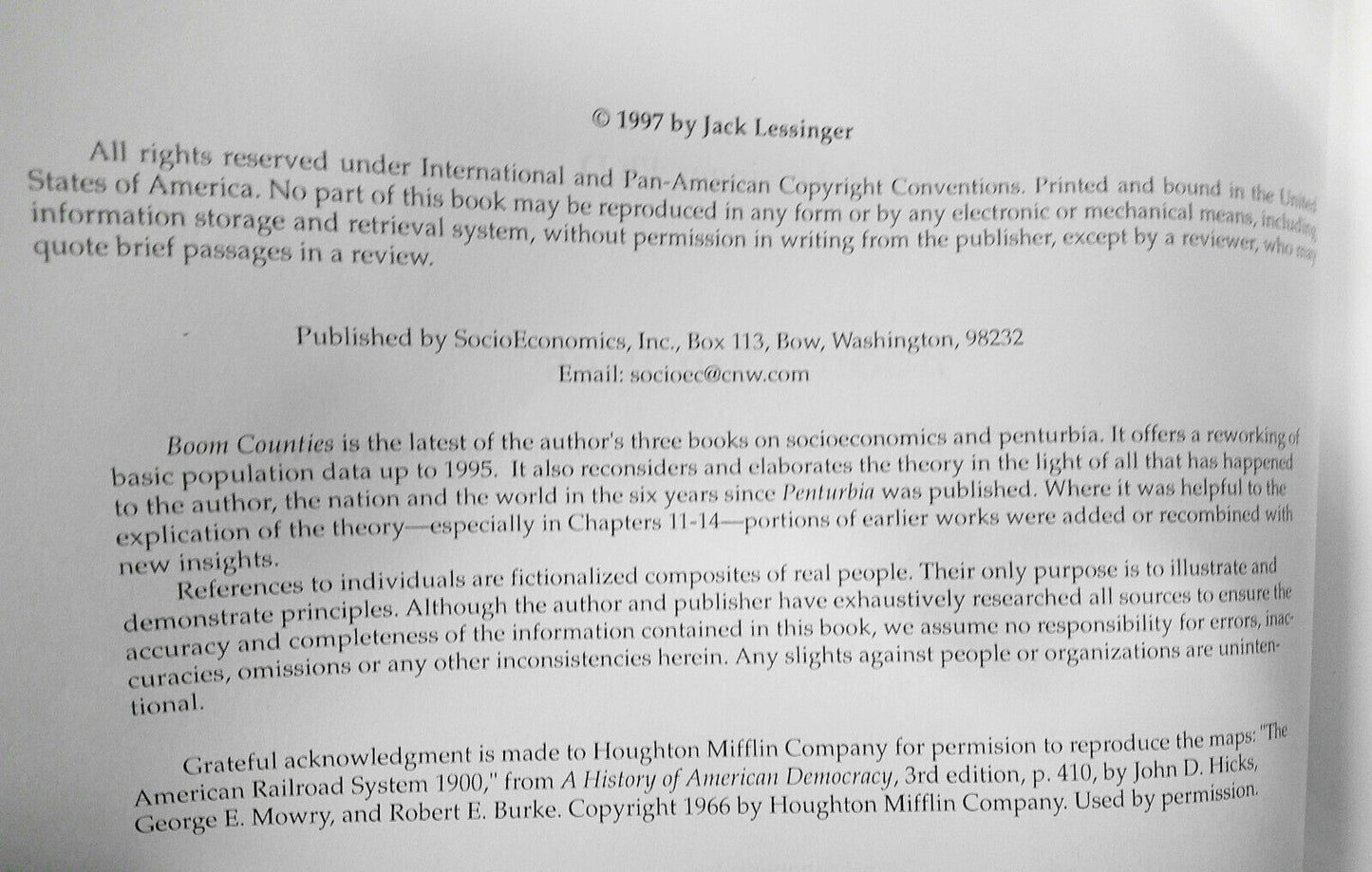 Boom Counties... Wealth & Serenity In a High-Risk Economy by Jack Lessinger 1997