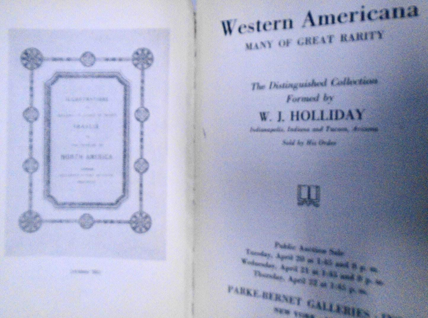 Western Americana Many Of Great Rarity - W. J. Holliday, Parke-Bernet 1954