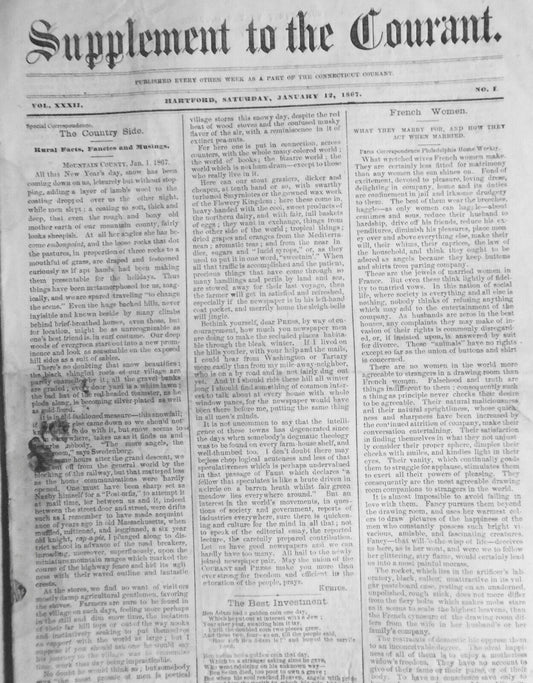 Supplement To The Connecticut Courant, January 12, 1867