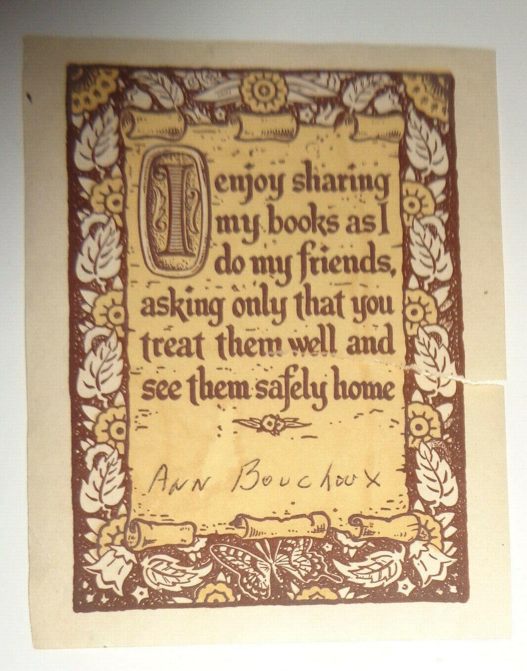 Ann Bouchoux Ex Libris  Bookplate