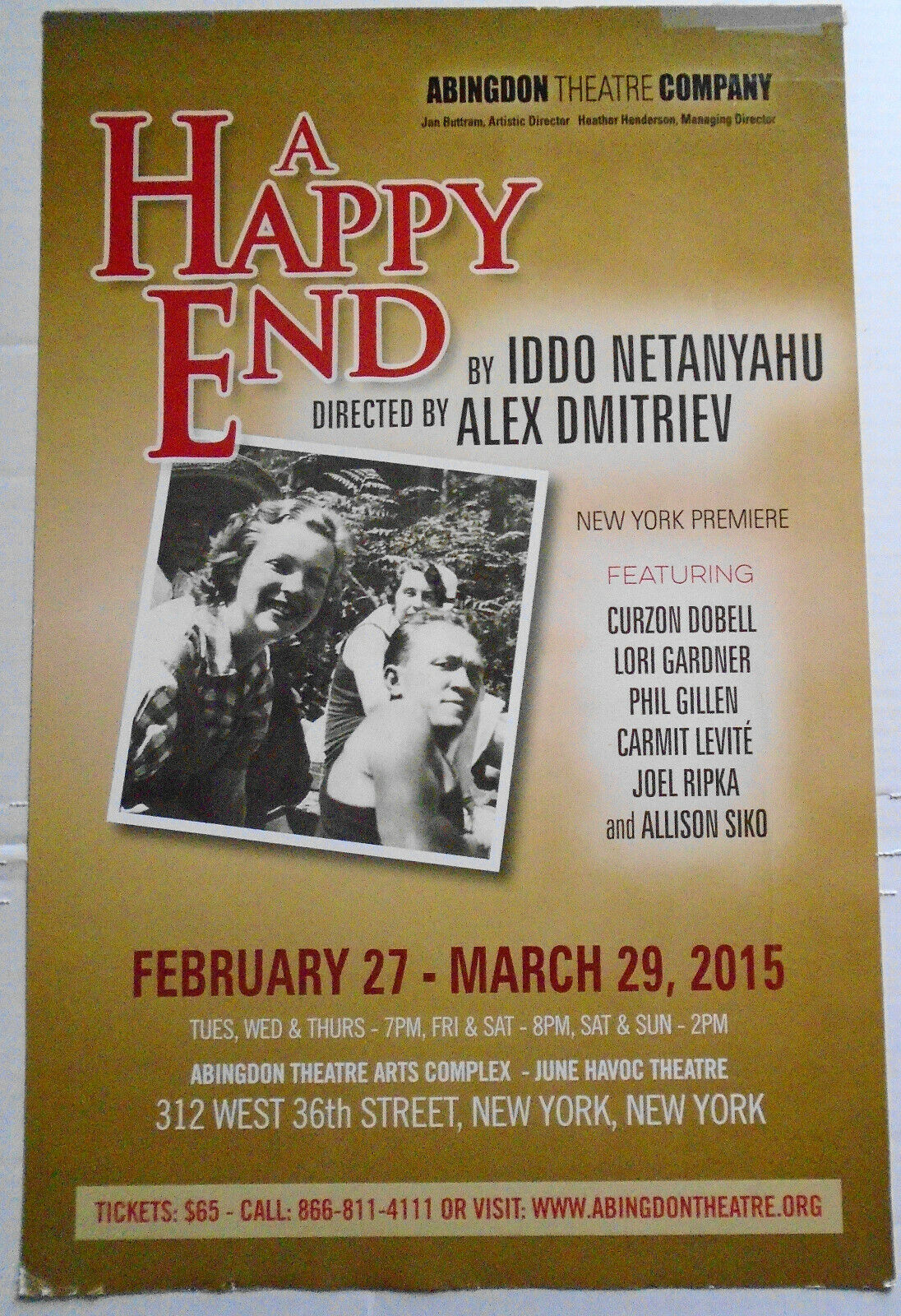 A Happy End - 2015 Poster - June Havoc Theatre, Abingdon Theatre Company, NYC