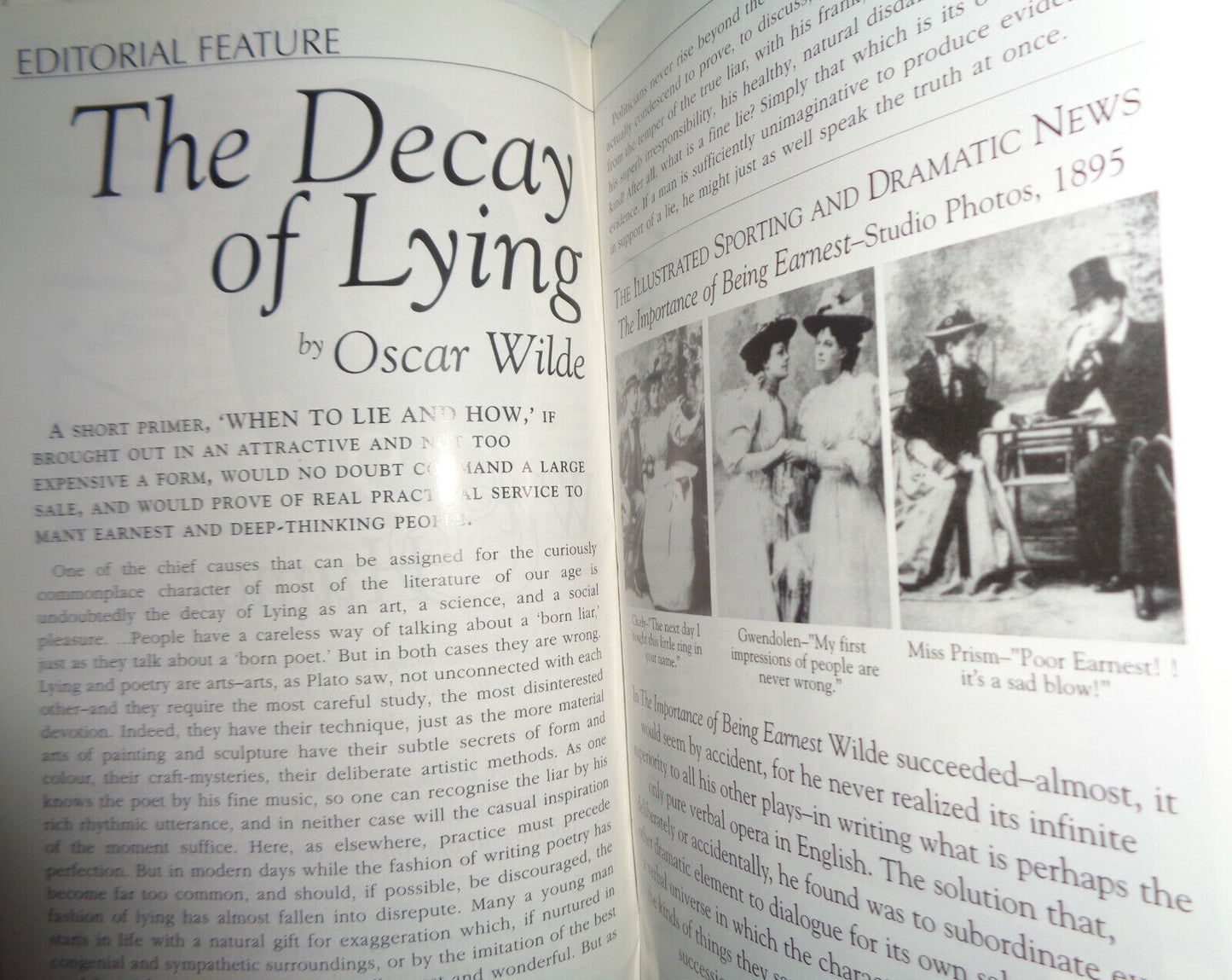 THE IMPORTANCE OF BEING EARNEST - SOUVENIR PROGRAM LONG WHARF THEATRE, 1999.