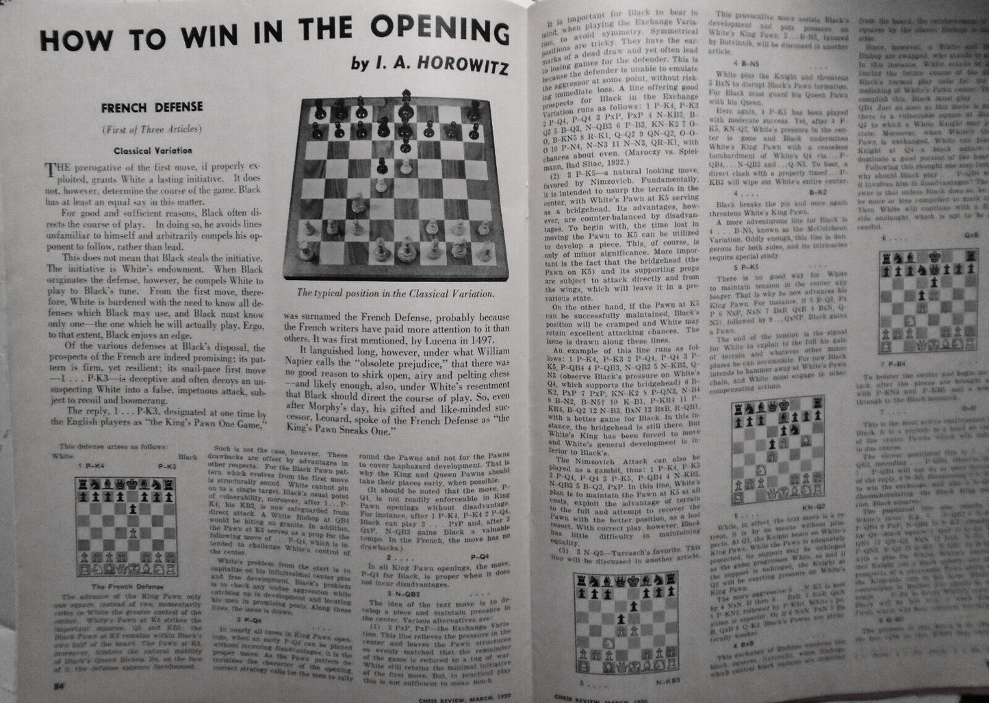 Chess Review, March 1950.  Arnold Denker On Cover.