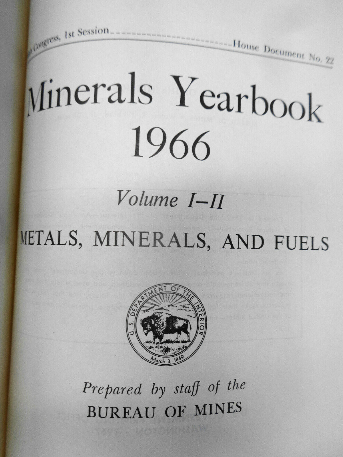 Minerals Yearbook 1966 [Volume I - II in one book] Metals, Minerals, and Fuels