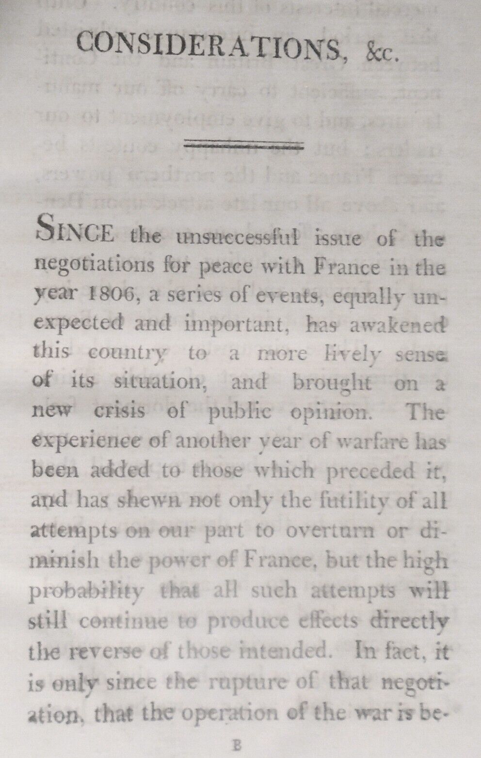 1808 Considerations on Causes Objects, Consequences of  Present War with  France