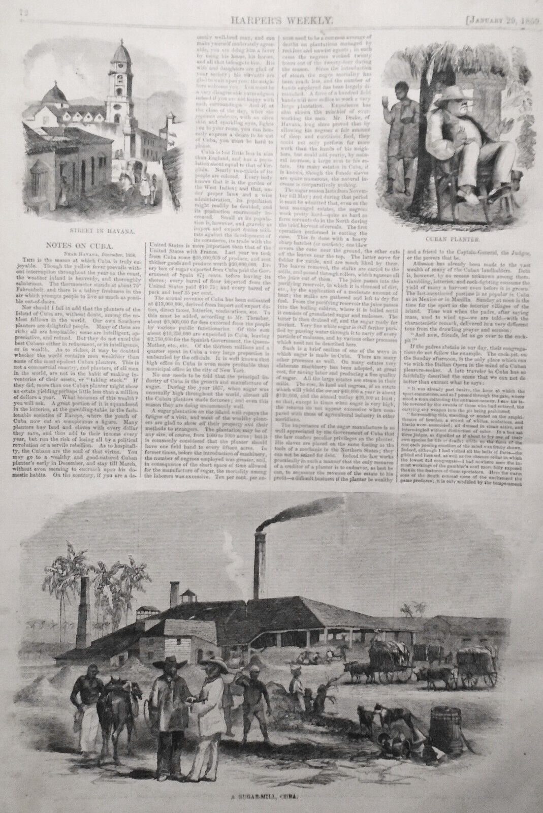 Harper's Weekly June 29, 1859 - Cuba: Negroes; plantation; Employment Of Women