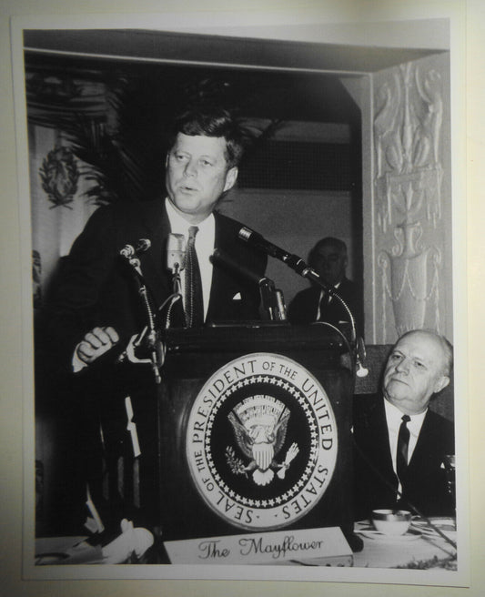 1962 President Kennedy original photo -- We see the storm coming - we are ready