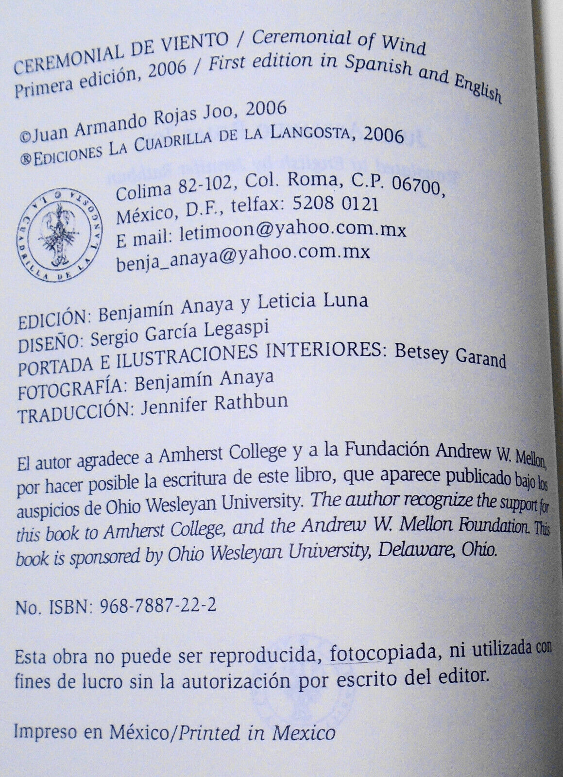 Ceremonial de Viento = Ceremonial of Wind - [SIGNED], by Juan Armando Rojas Joo