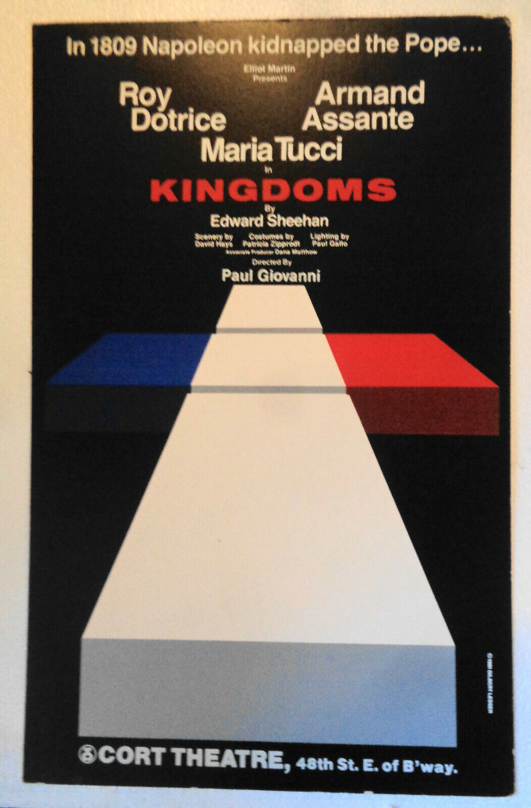 Kingdoms - 1981 Broadway Poster - Cort Theatre. Roy Dotrice, Armand Assante ...