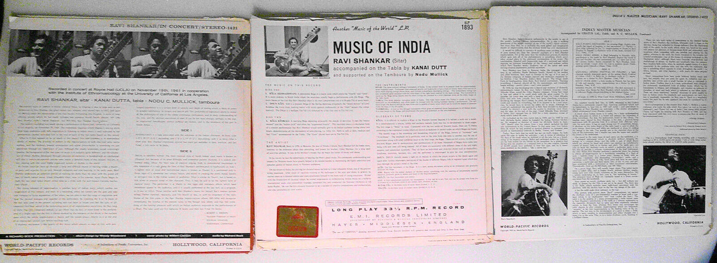 Ravi Shankar - vintage 3 LP lot