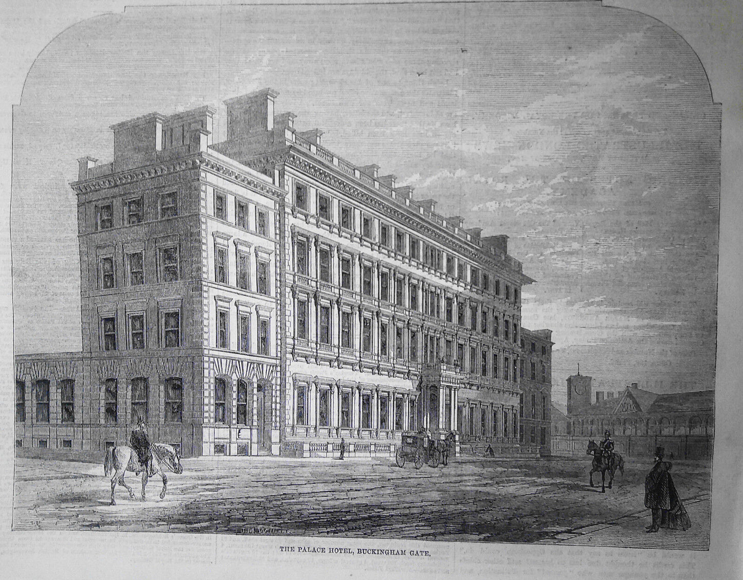 The Palace of Industry at Amsterdam & The Palace Hotel, Buckingham Gate. 1861.