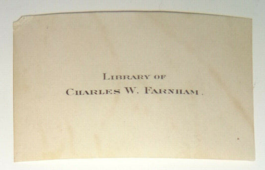 Charles W. Farnham, miniature Ex Libris Bookplate - 19th century.