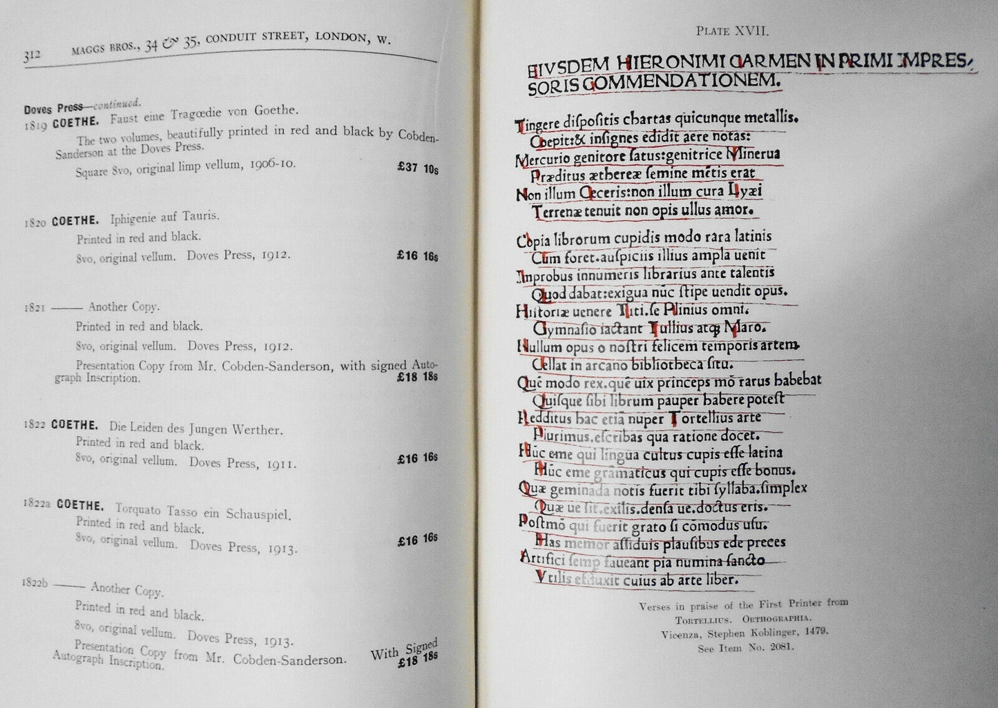 1928 Bibliotheca typographica:  Maggs Bros. Catalog 509