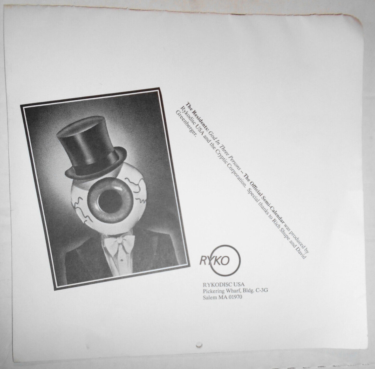 The Residents : God In Three Persons - The Official Semi-Calendar - 1988