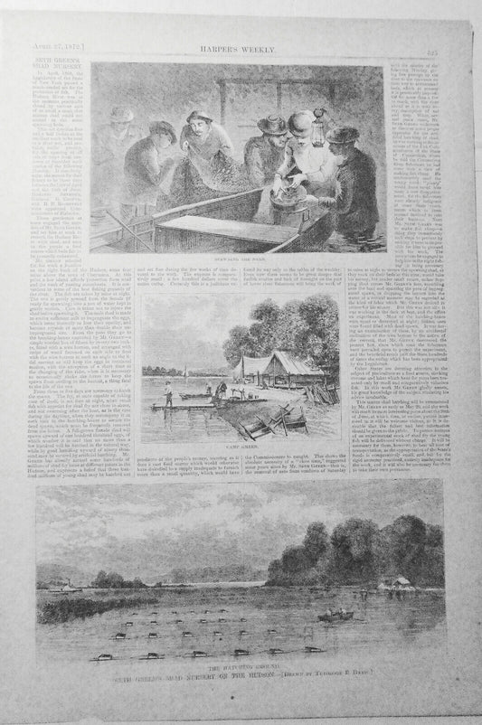 Seth Greens Shad Nursery On The Hudson / Hatching Ground - Harper's Weekly 1872