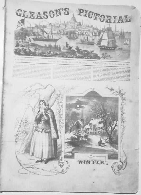 Gleason's Pictorial January 14, 1854 - Flags of all nations; Lord's Prayer; etc