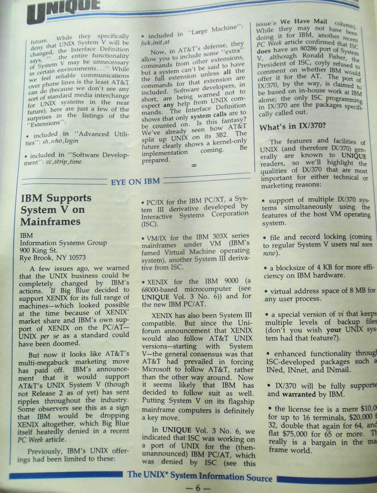 UNIQUE,  Vol. 3, No.  12, 1985 - The UNIX System Information Source