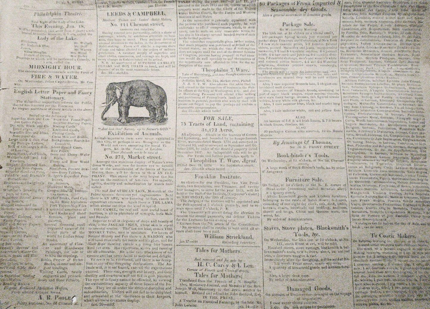 The Democratic Press,  January 18, 1825. Coal supply; Jefferson's 36 ballots etc