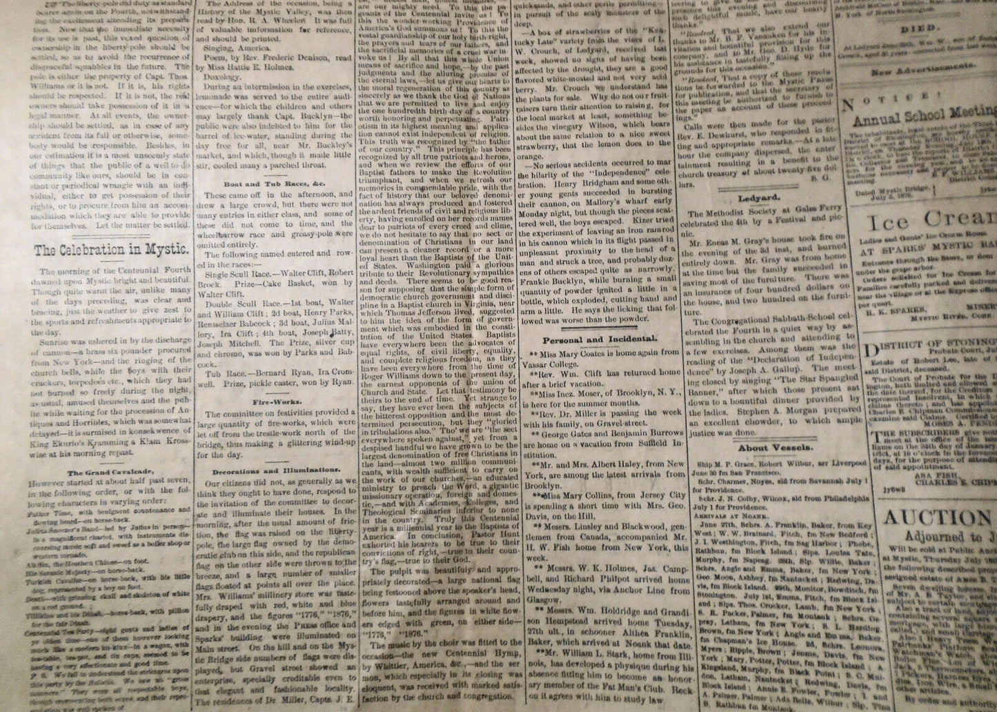 The Mystic Press, July 6, 1876. Stonington Connecticut newspaper (reprint)