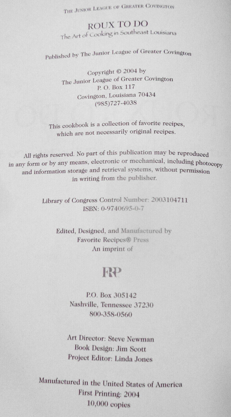 Roux to Do:  Art of Cooking in Southeast Louisiana - Junior League of Covington