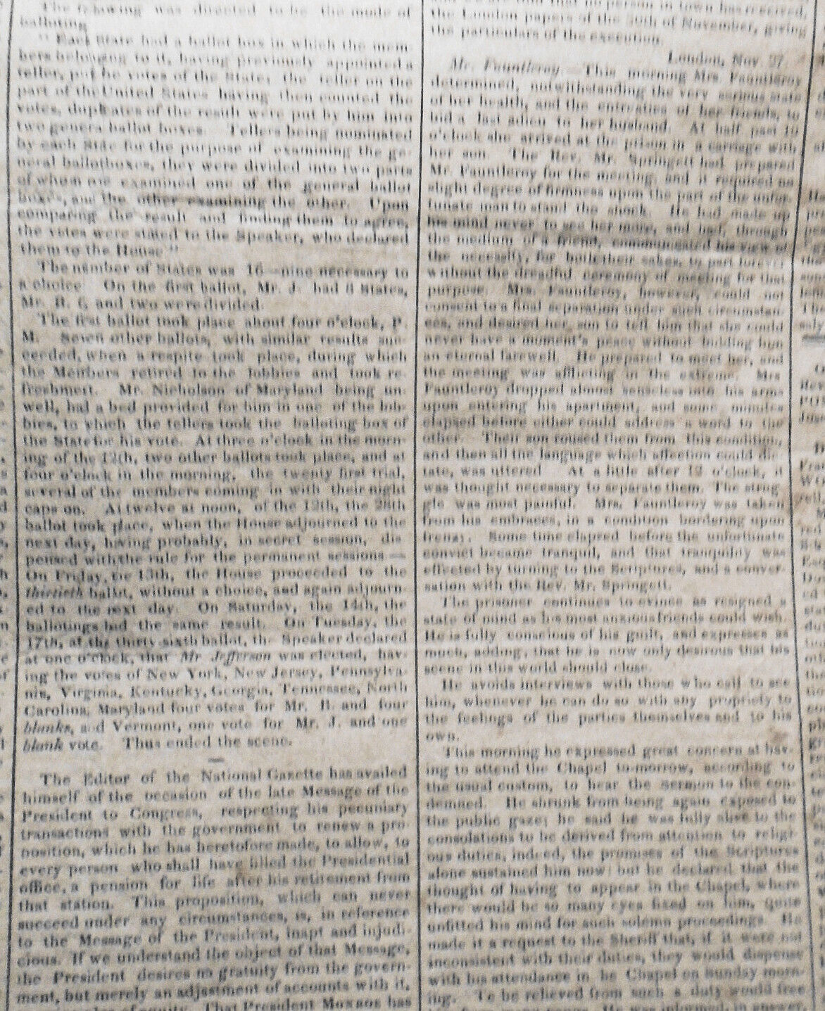 The Democratic Press,  January 18, 1825. Coal supply; Jefferson's 36 ballots etc