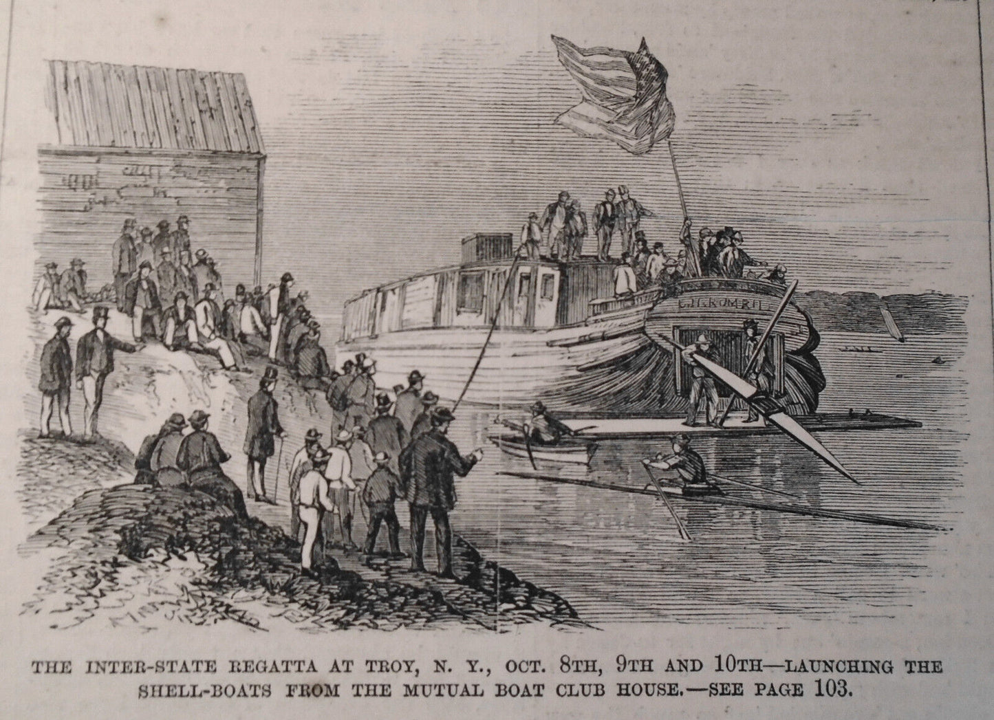 The Inter-state Regatta At Troy - Nov. 2. 1862 - 2 Prints - Frank Leslie's