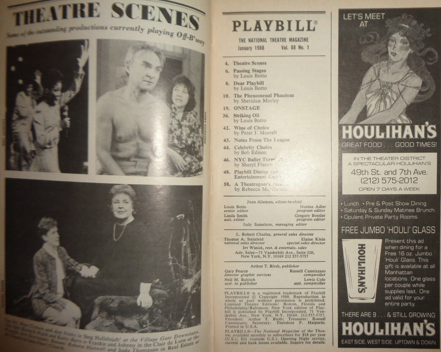 THE NO-FRILLS REVUE - PLAYBILL - JANUARY 1988 - VOL. 88 NO. 1