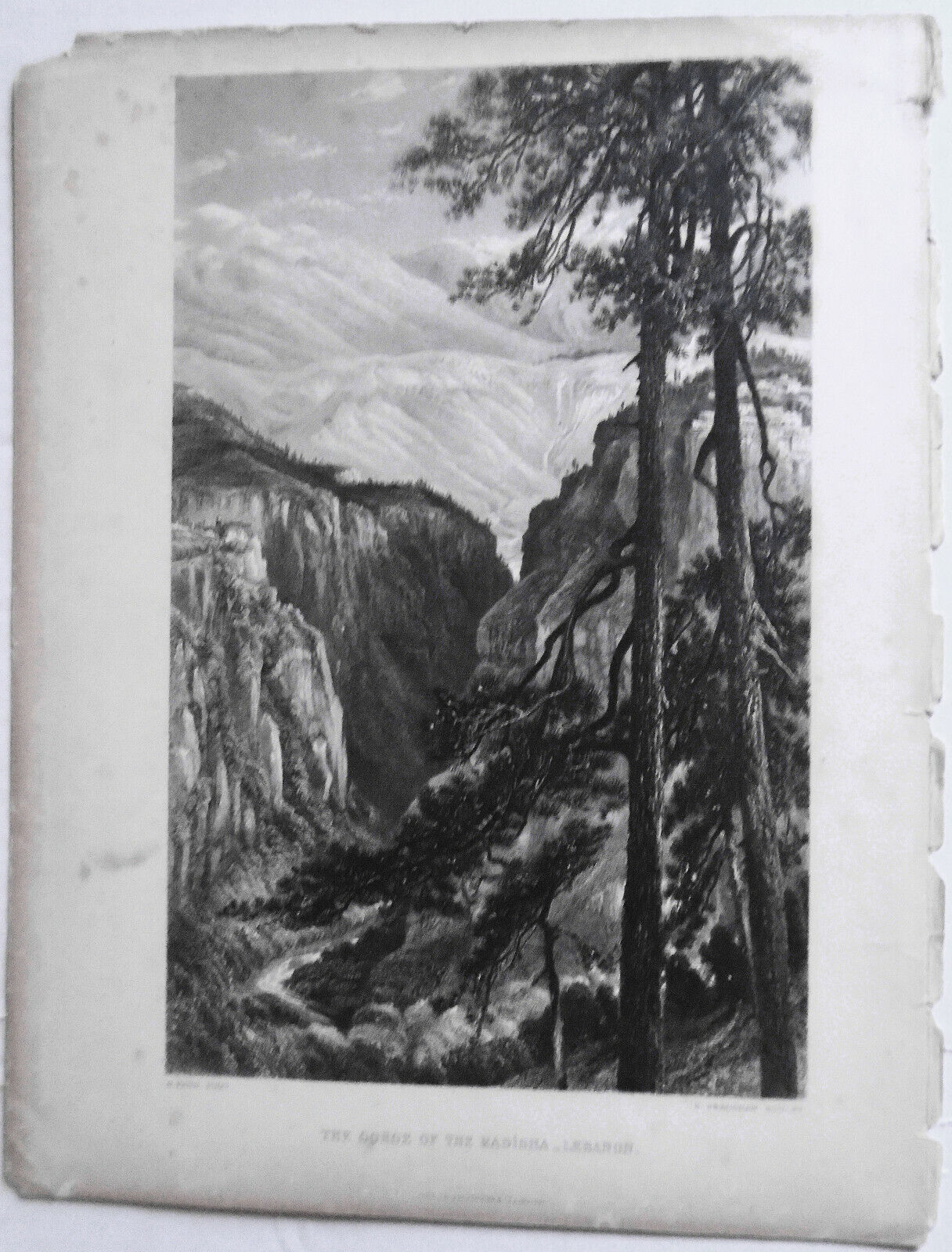 The Gorge Of The Kadisha, Lebanon, 1881 - Original Engraving H. Fenn, S Bradshaw