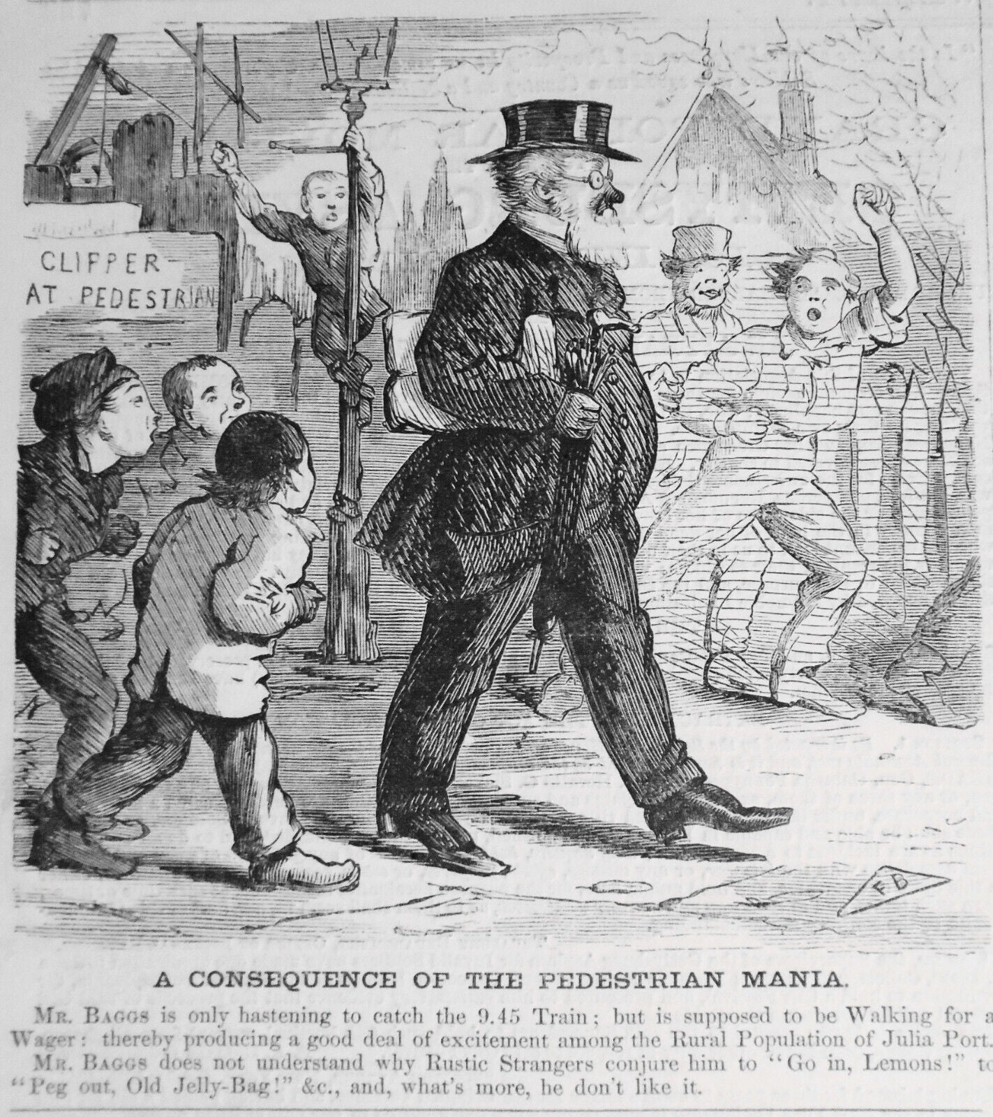 A Consequence Of The Pedestrian Mania - Harper's Weekly Original Cartoon 1867