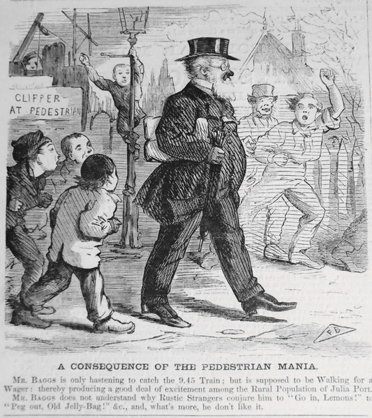 A Consequence Of The Pedestrian Mania - Harper's Weekly Original Cartoon 1867