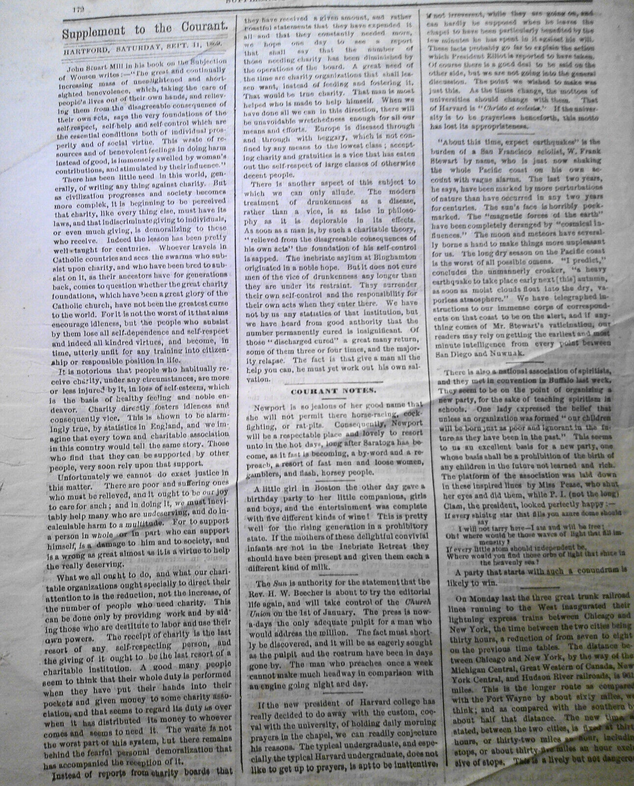 New Lincoln story; Negro on Chinese - Supplement To the Courant, Sept. 11, 1869