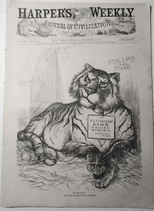 Harper's Weekly Nov 3, 1877 Original Complete Issue - The Millennium by Th. Nast