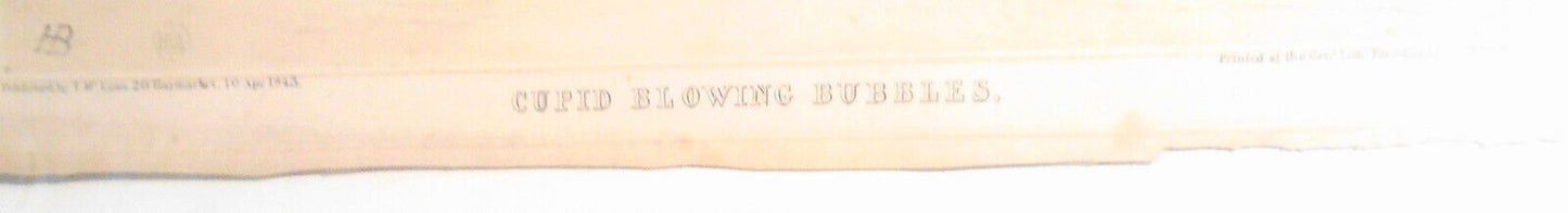 1843 Cupid Blowing Bubbles, by John Doyle (HB). Tinted lithograph.