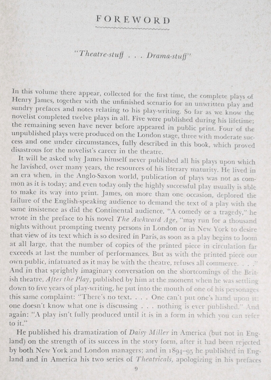 The Complete Plays of Henry James, edited by Leon Edel. First Edition, 1949.