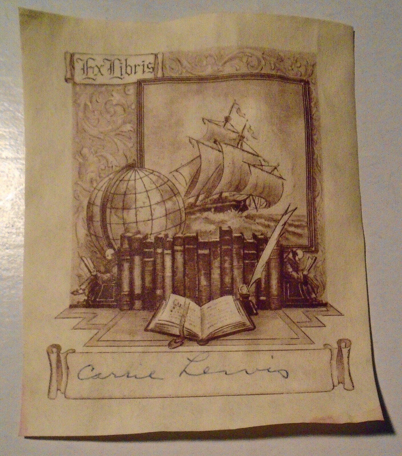 Carrie Lewis Ex Libris bookplate