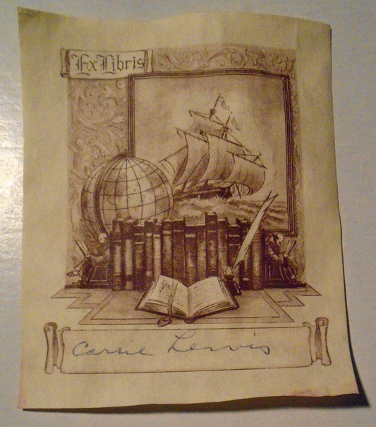 Carrie Lewis Ex Libris bookplate