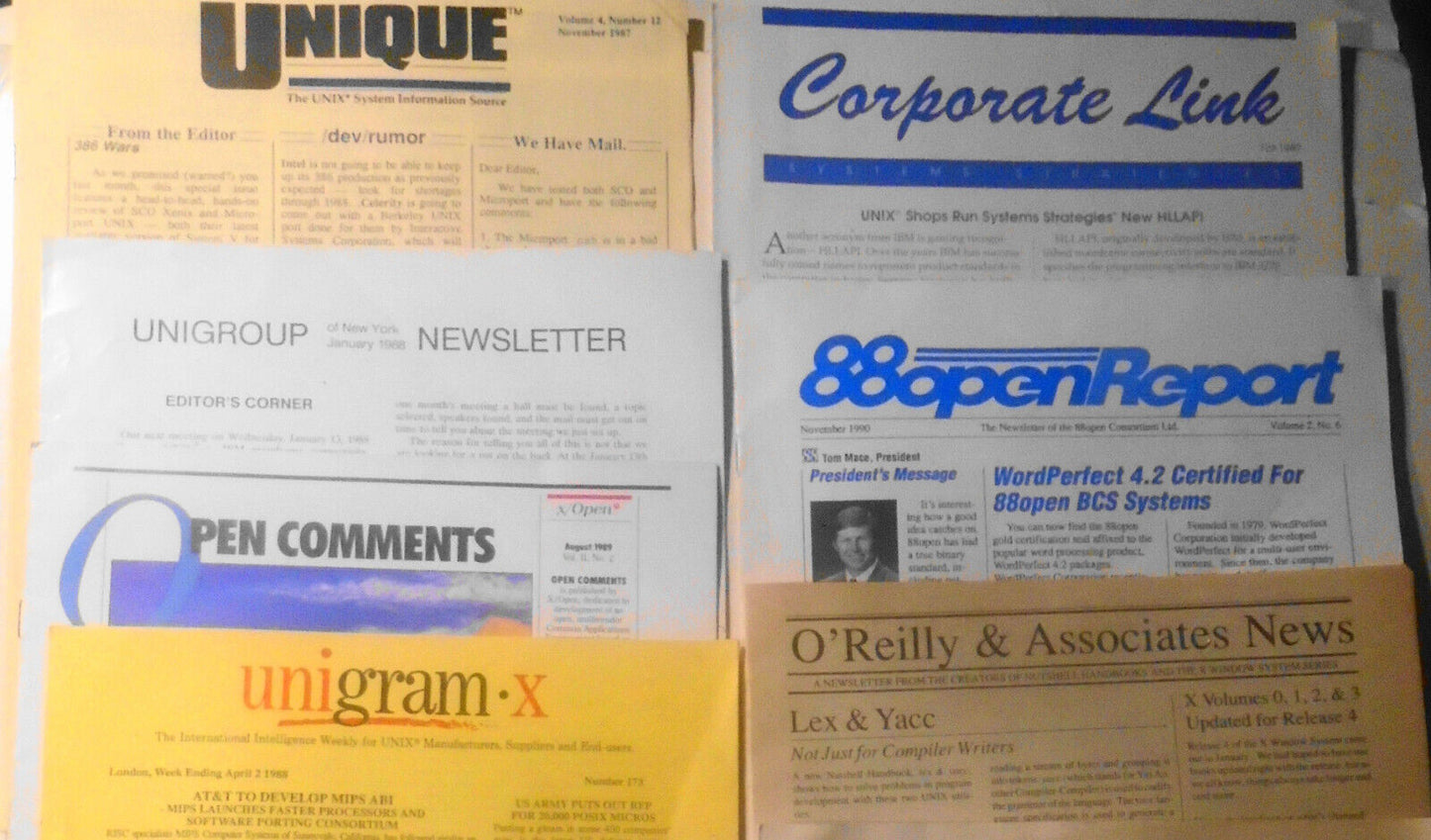 13 vintage UNIX newsletters lot - 1980s