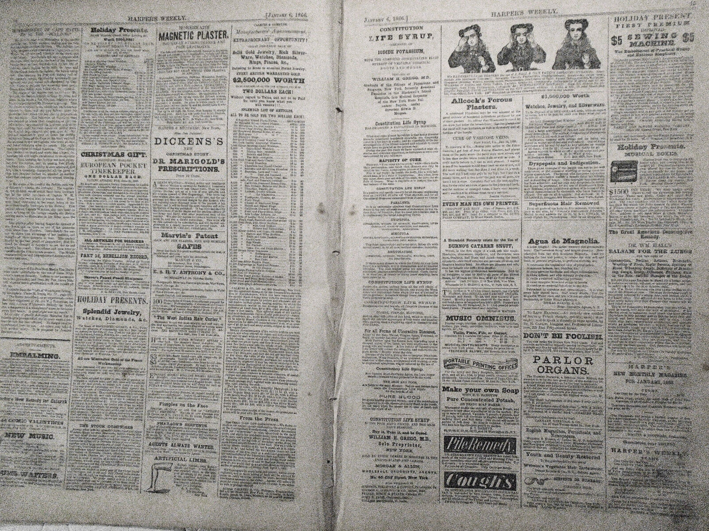 Harper's Weekly January 6, 1866 -  Last Chattel; 400 Emigrant Women etc ORIGINAL