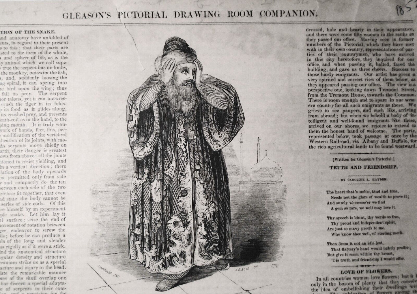 Swedish Emigrants Passing ... Bound To The West. Gleason's Pictorial, 1852.