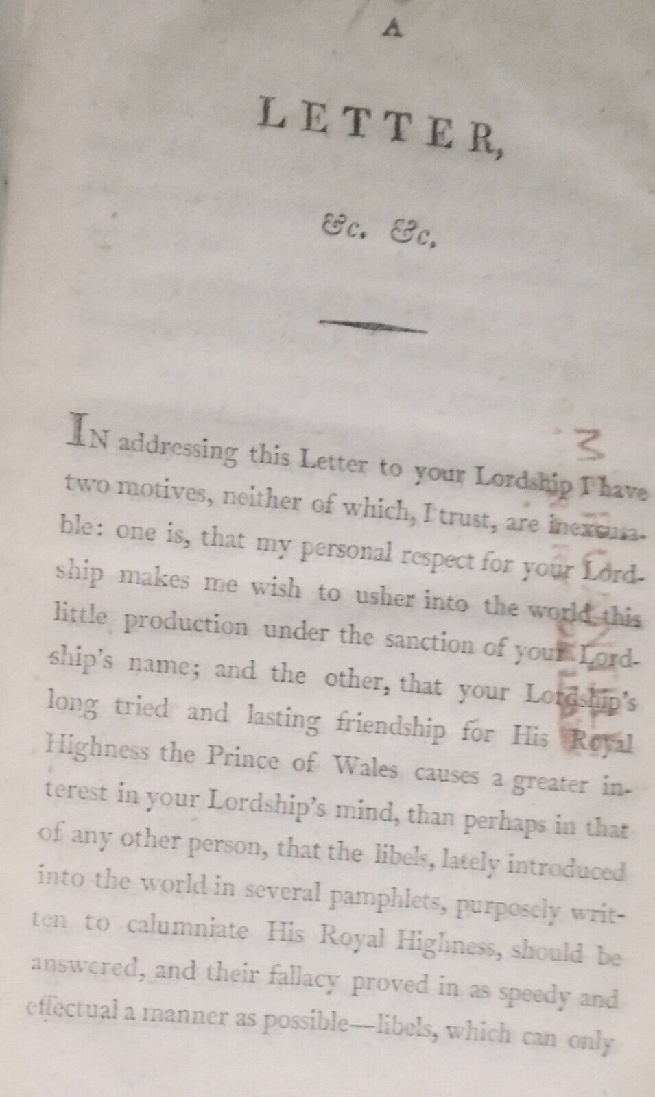 1806 Delicate inquiry! Prince of Wales. A letter to the Earl of Moira