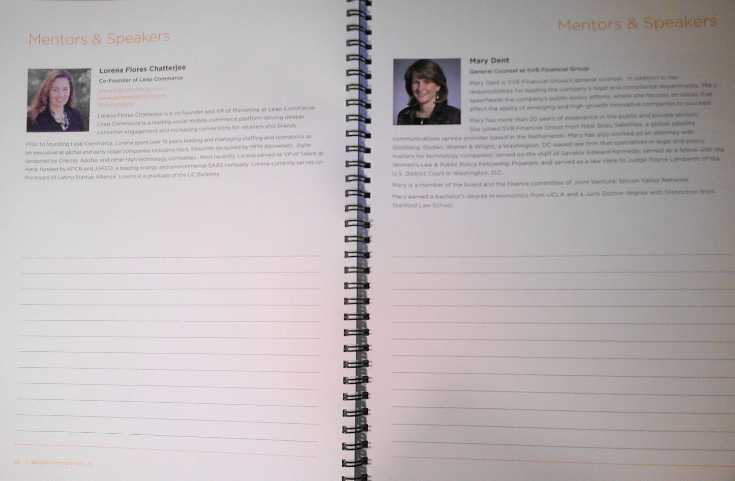 BlogHer Entrepreneurs Conference 2013 program book. Silicon Valley, March 21-23
