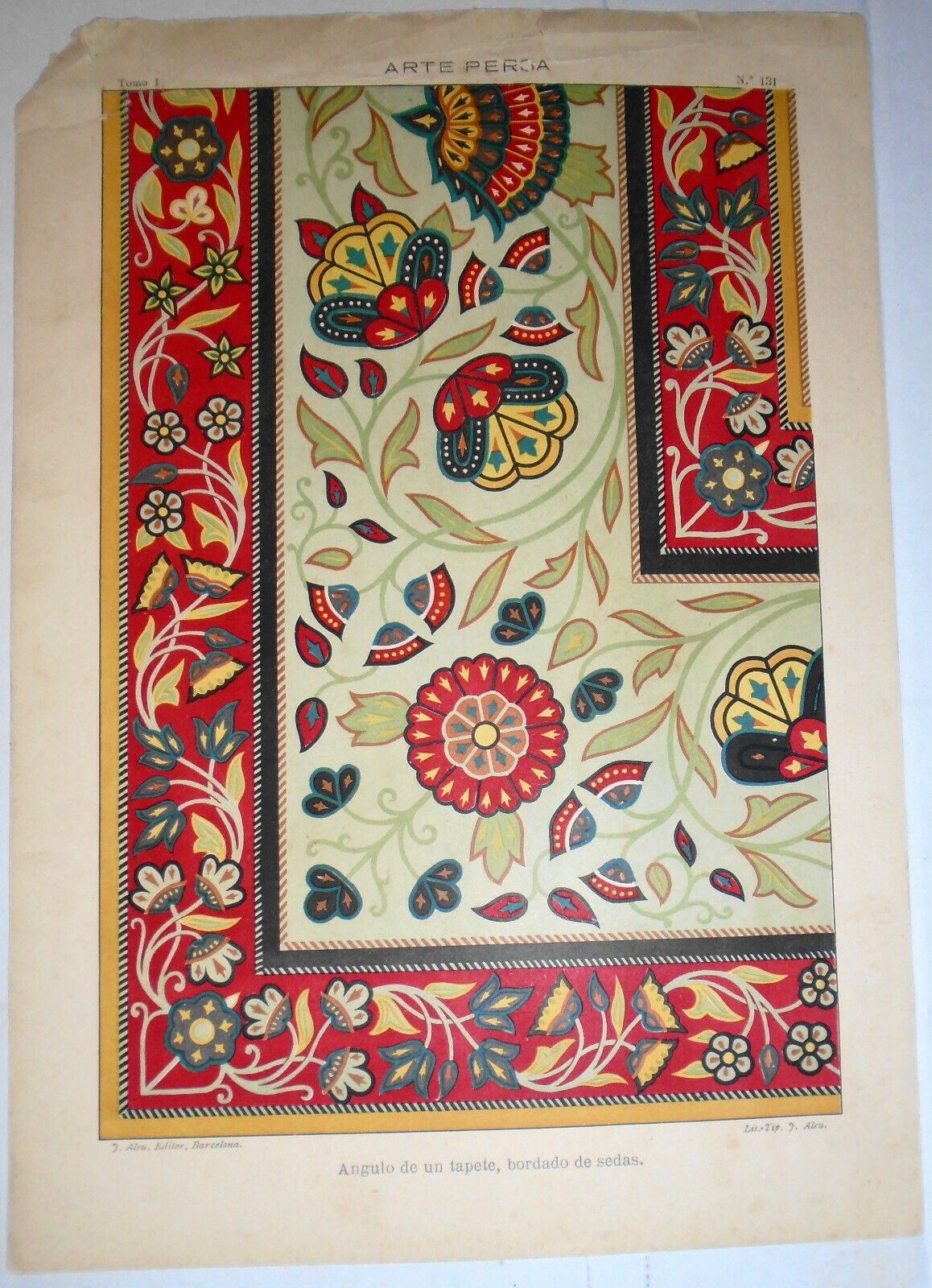 ARTE PERSA ornamentation - lot of 2 lithographs ca 1890 by J. Aleu, Barcelona.