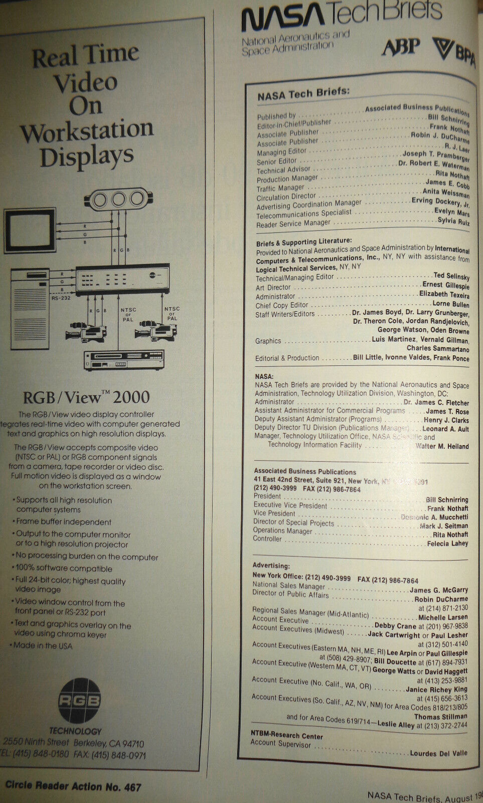 NASA TECH BRIEFS MAGAZINE, August 1989. New "Wave" method of computer control