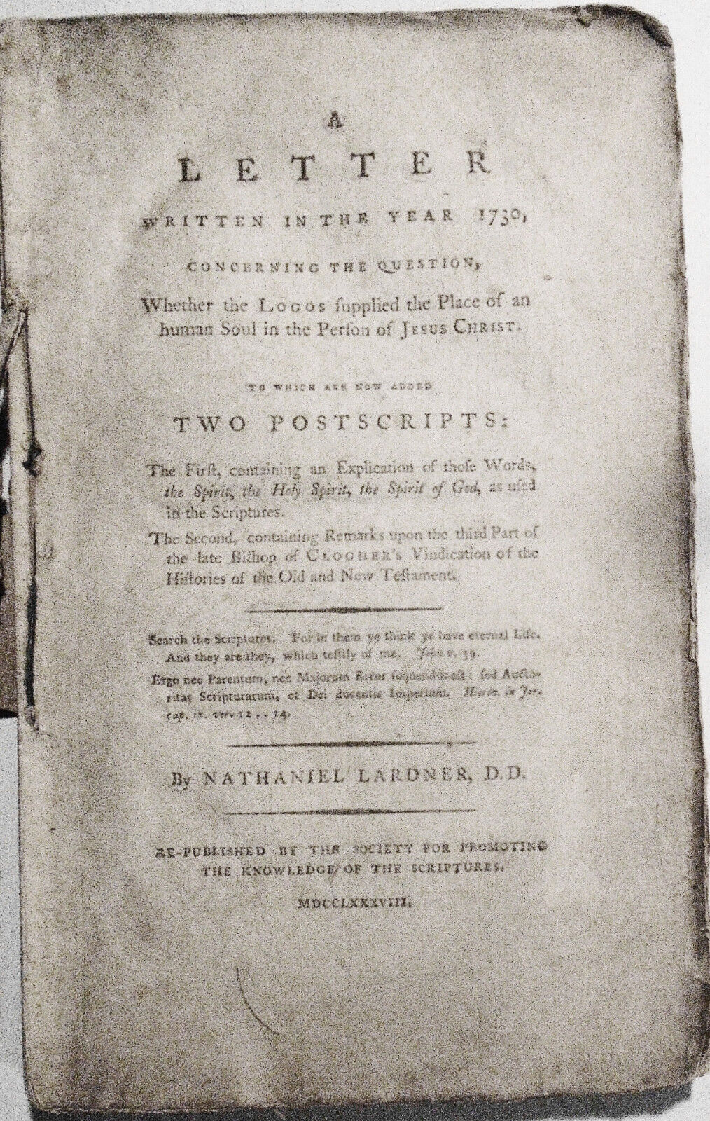 1788. A Letter Written in the Year 1730, by Nathaniel Lardner