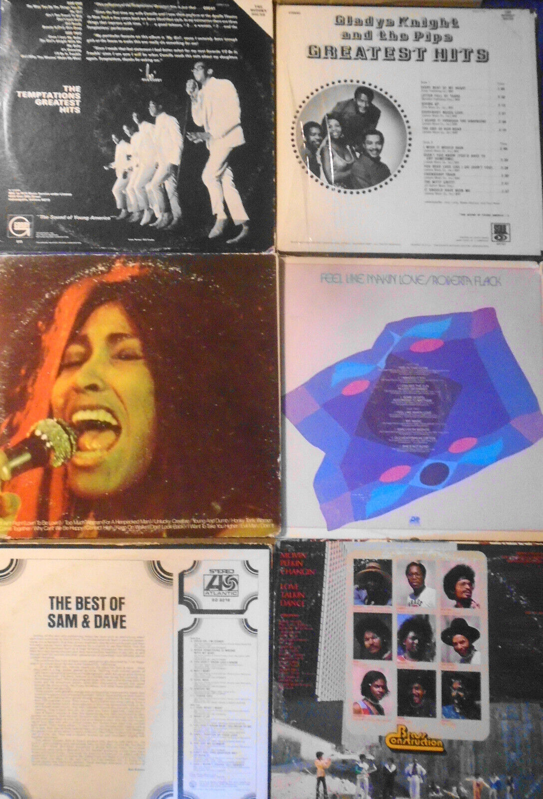 Lot of 6 R&B Soul vinyl LP record albums: Tina Turner, Gladys Knight, Sam & Dave