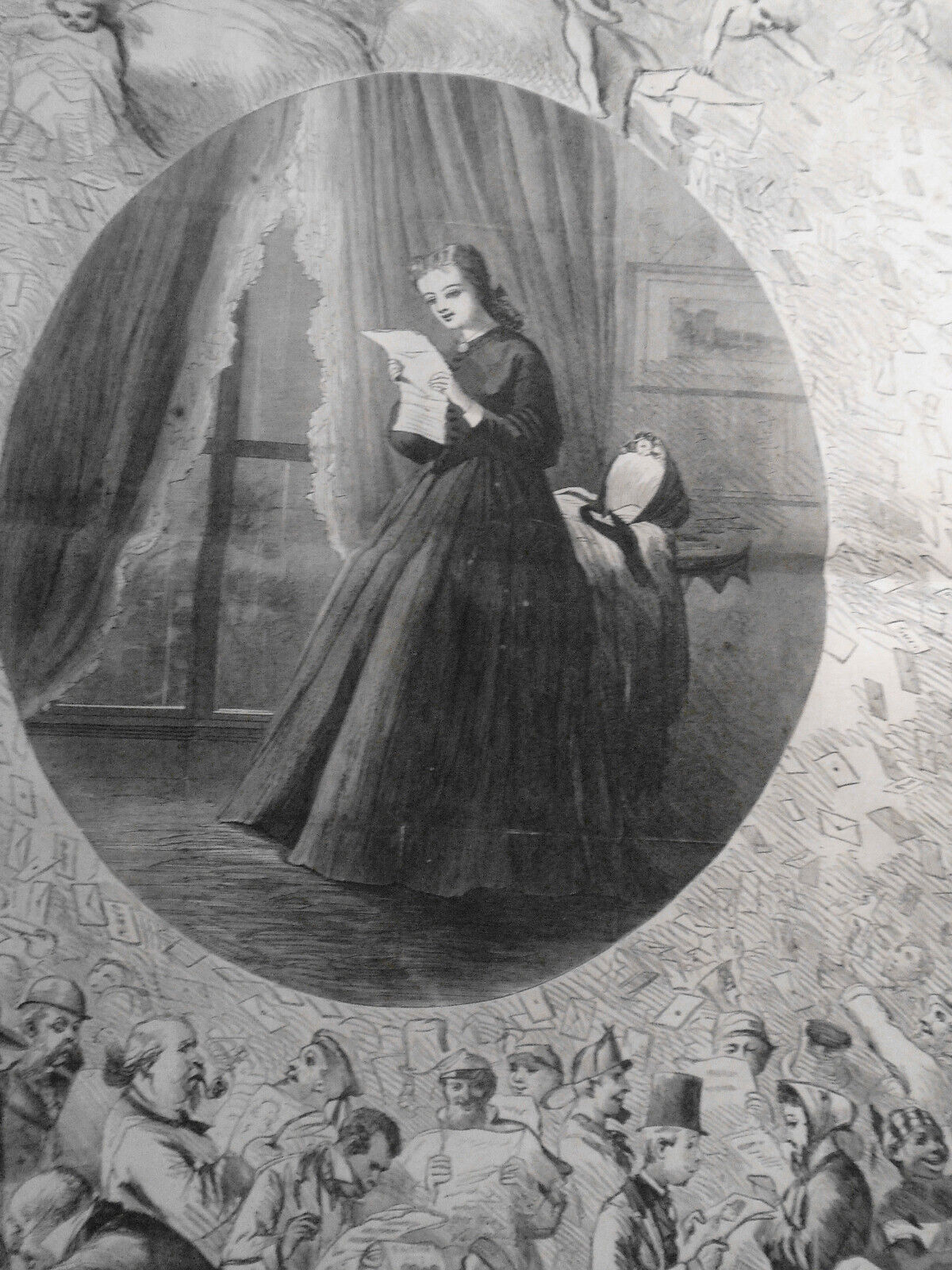 St. Valentine's Day  - original double-page print from Harper's Weekly 2/18/1865