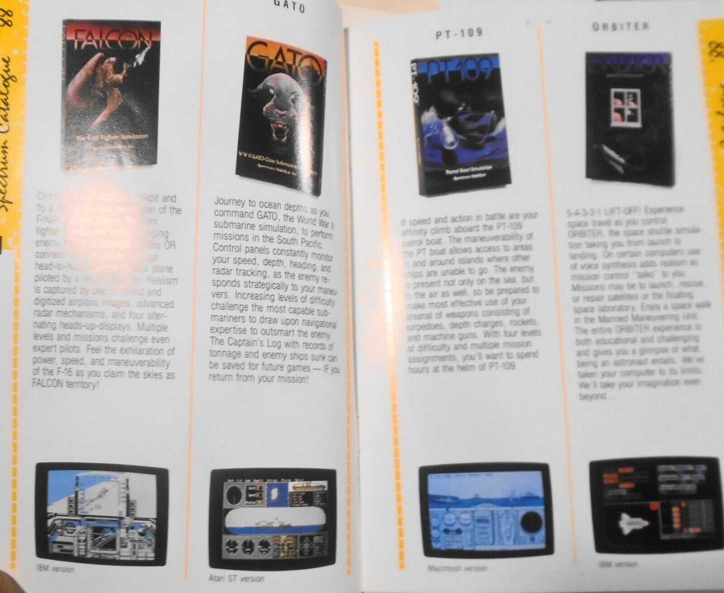 Spectrum Holobyte 1988 games software catalog