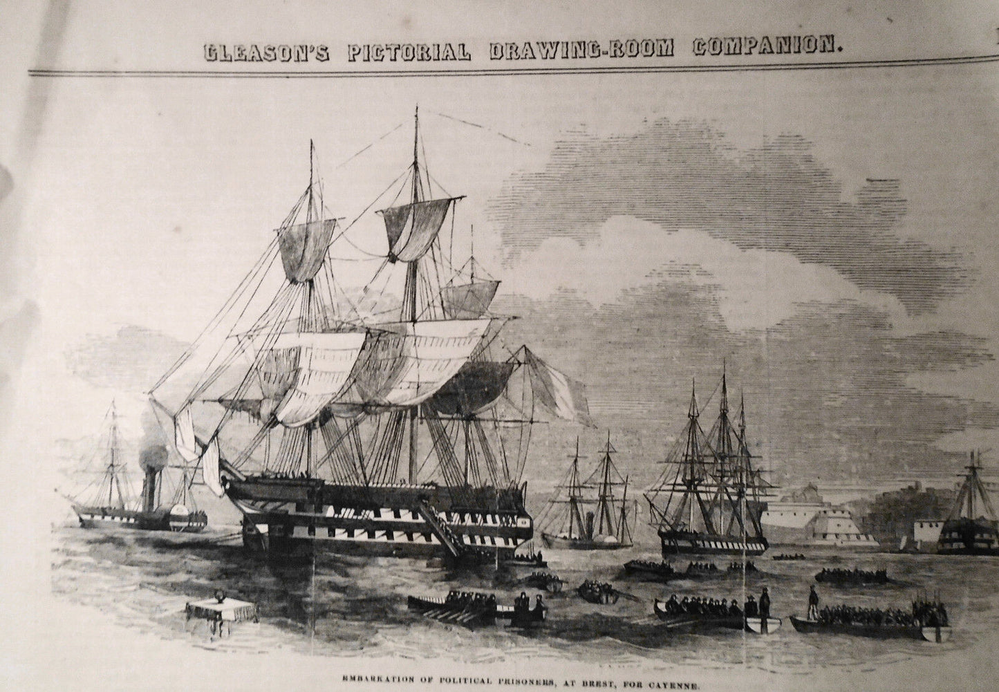 Embarkation Of Political Prisoners... / Fortress at Ham.. Exile - Gleason's 1852