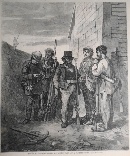 Inside Paris -Volunteers On Guard Duty At A Postern Gate - Harper's Weekly, 1870