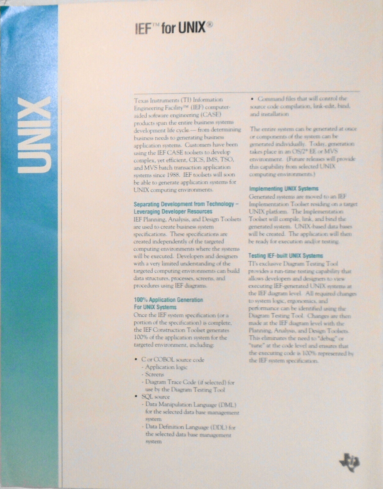 1990 Texas Instruments Information Engineering Facility Promo kit - UNIX, Tandem